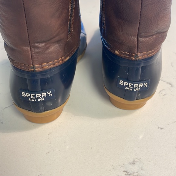 SPERRY Saltwater Boot Girls Size 3US navy and brown leather - Picture 5 of 7